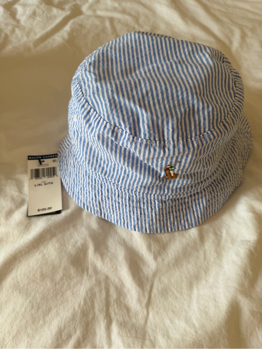 Polo by Ralph Lauren Blue & White Striped double sided Bucket Hat